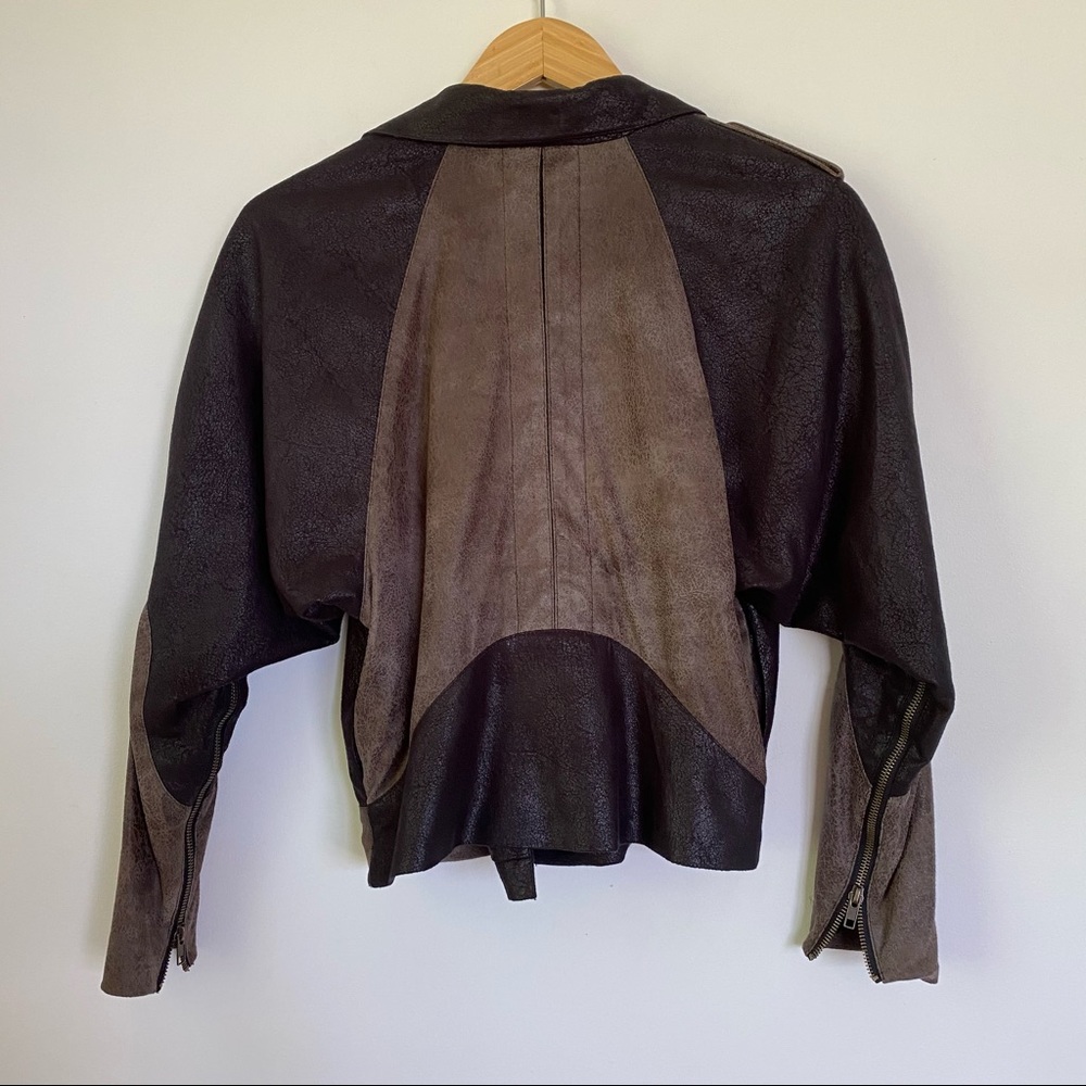 Vintage 2B.Rych Suede Two-Tone Moto Style Jacket - Picture 5 of 8